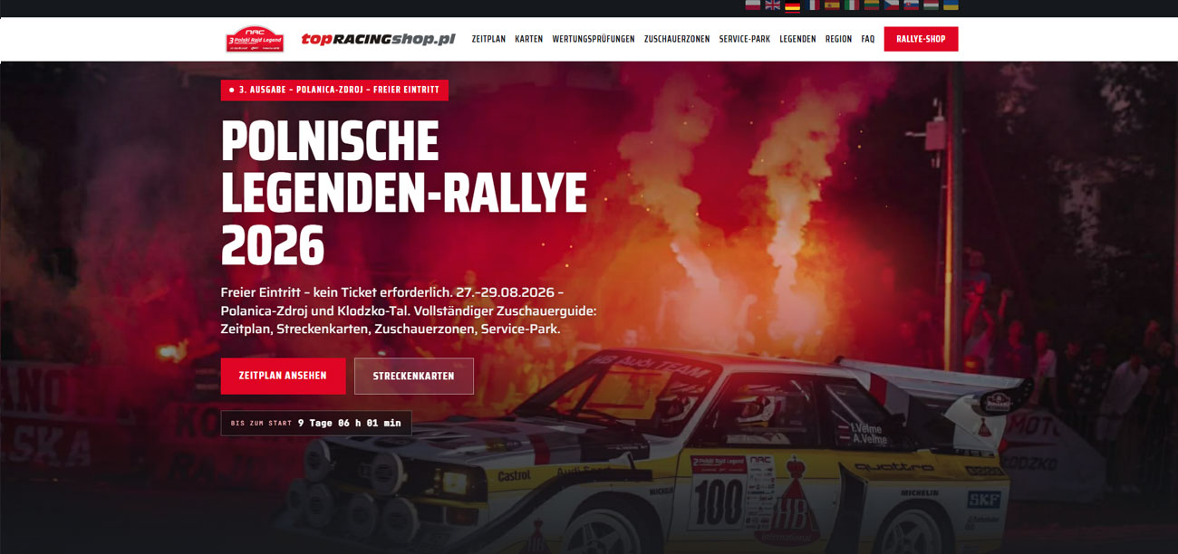 3. Polnische Legenden-Rallye 2026 - Zuschauerguide in elf Sprachen