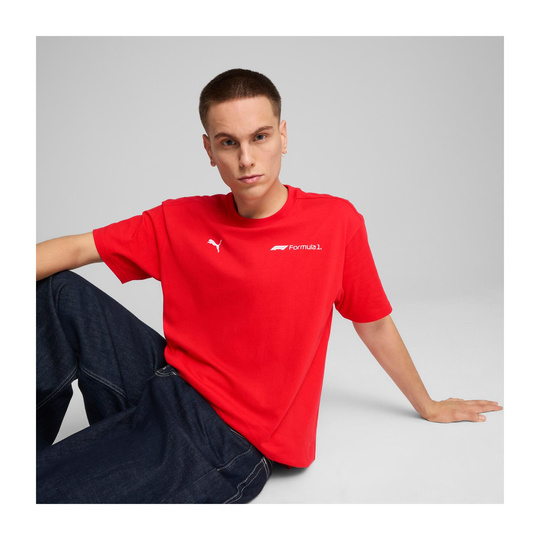 Koszulka T-shirt męski Essential Relaxed Logo czerwona Formula 1 2025