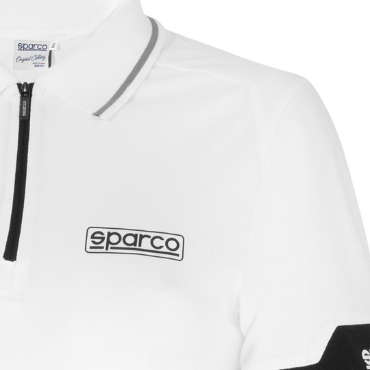 Koszulka polo damska ZIP MY24 Sparco biała