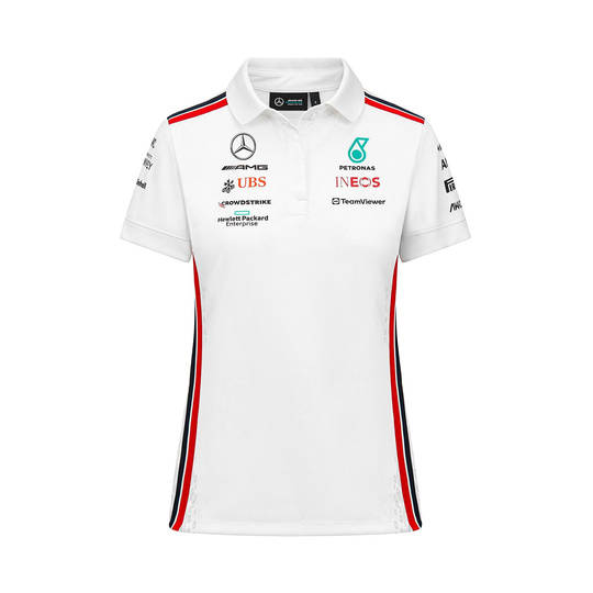 Koszulka polo damska Team biała Mercedes AMG F1 