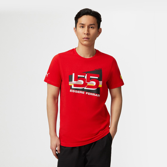 Koszulka T-shirt męska Sainz Driver Red Ferrari F1 