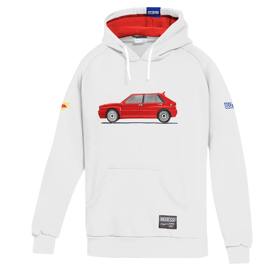 Bluza z kapturem Sparco Lancia HF Delta Integrale – biało-czerwona