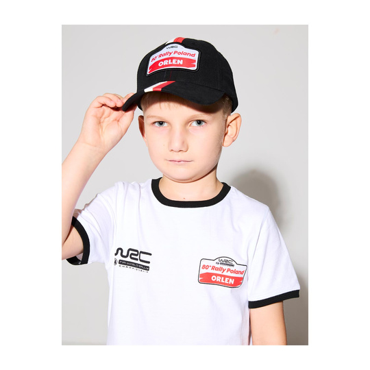 Czapka baseballowa dziecięca Stripe czarna Rally Poland WRC 