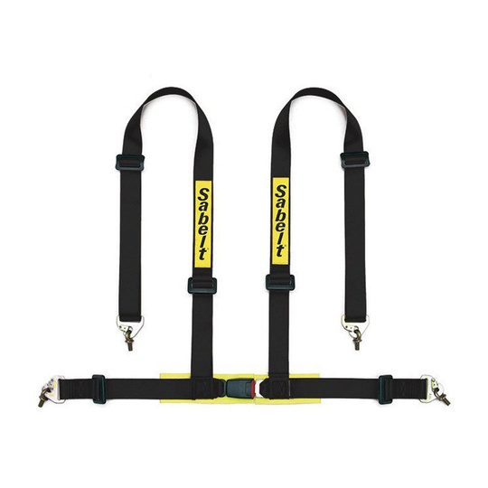 Pasy 4-punktowe Sabelt 2" czarne (ECE) Snap Hook