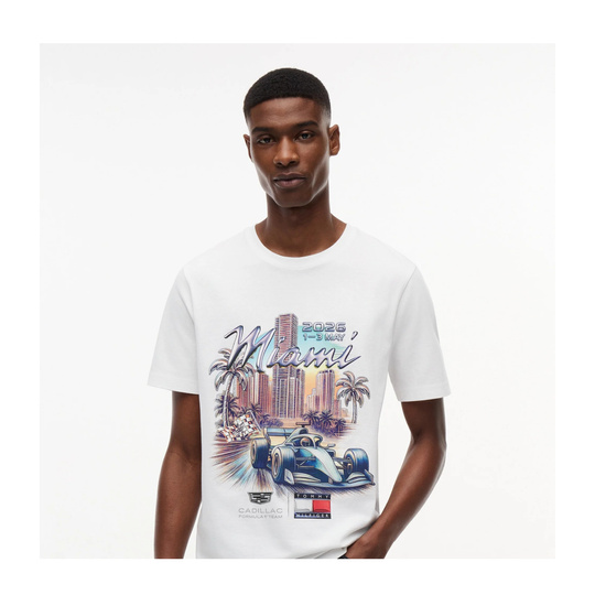 Koszulka t-shirt Miami Graphic Cadillac F1 2026 biała