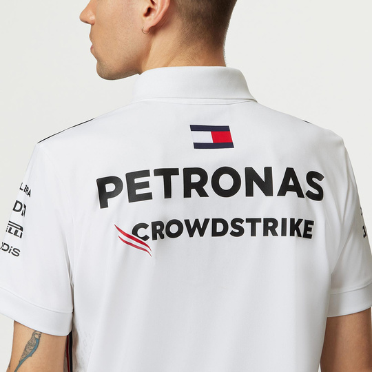 Koszulka polo męska Team biała Mercedes AMG F1 