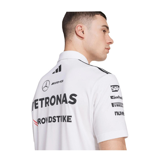 Koszulka polo męska Team biała Mercedes AMG F1 2025