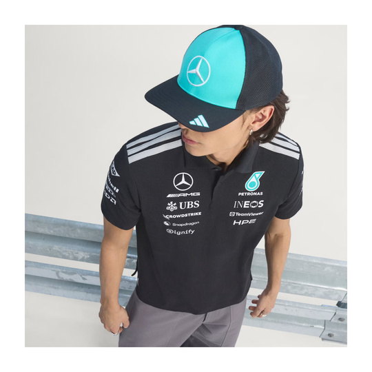 Koszulka polo męska Team czarna Mercedes AMG F1 2026