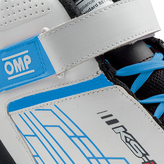Buty dziecięce OMP KS-2X białe/niebieskie (FIA)