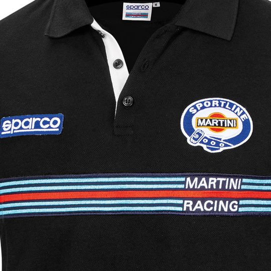 Koszulka polo Martini Stripe Sparco czarna