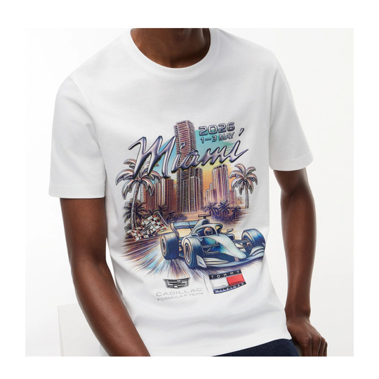 Koszulka męska t-shirt biała Miami Graphic Cadillac F1 2026