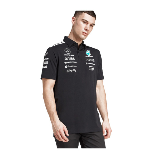 Koszulka polo męska Team czarna Mercedes AMG F1 2025