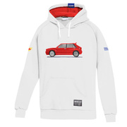 Bluza z kapturem Lancia HF Delta Integrale Sparco biała/czerwona
