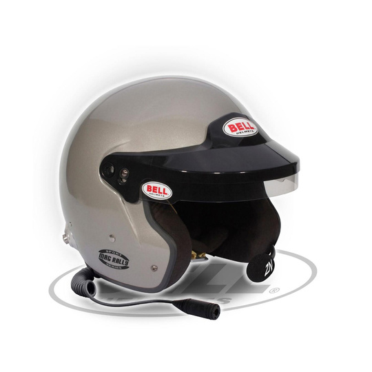 Kask otwarty Bell MAG Rally Hans srebrny (homologacja FIA)