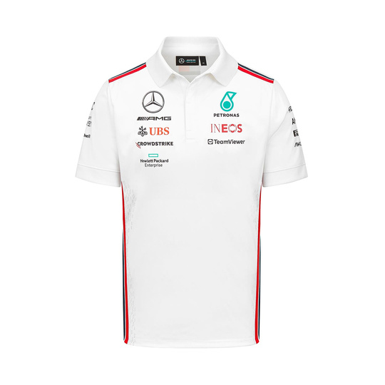 Koszulka polo męska Team biała Mercedes AMG F1 