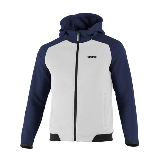 Bluza z kapturem rozpinana MY25 Sparco biała/granatowa
