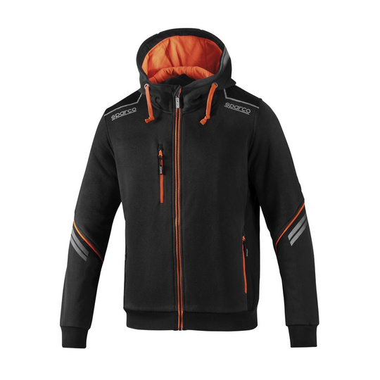 Bluza z kapturem rozpinana Tech Sparco czarna/pomarańczowa
