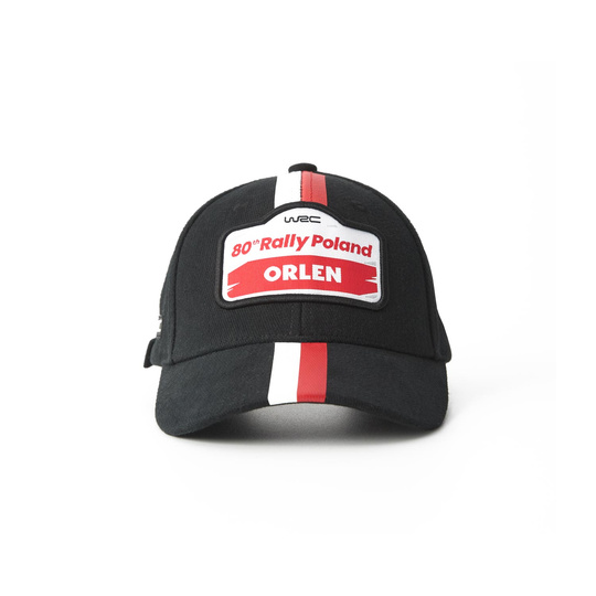 Czapka baseballowa dziecięca Stripe czarna Rally Poland WRC 