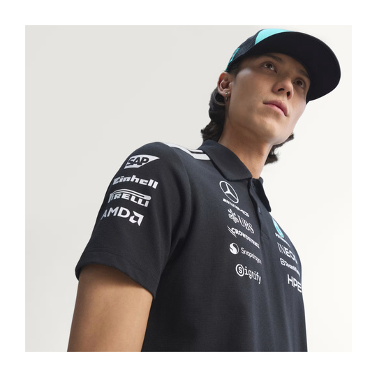 Koszulka polo męska Team czarna Mercedes AMG F1 2026