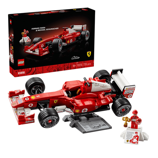 Model bolidu LEGO Icons Michael Schumacher Ferrari F2004