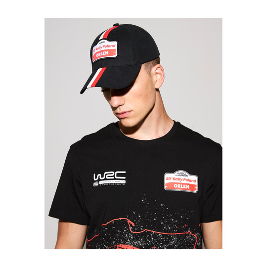 Czapka baseballowa męska Stripe czarna Rally Poland WRC 