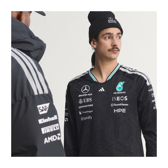 Koszulka z długim rękawem czarna Authentic Team Mercedes AMG F1 2026