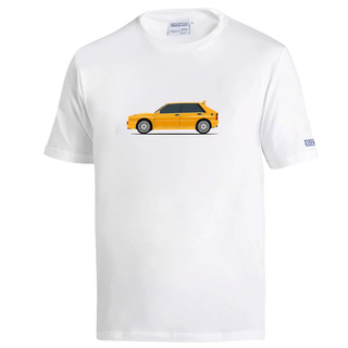 Koszulka t-shirt Lancia HF Delta Integrale Sparco biała/żółta