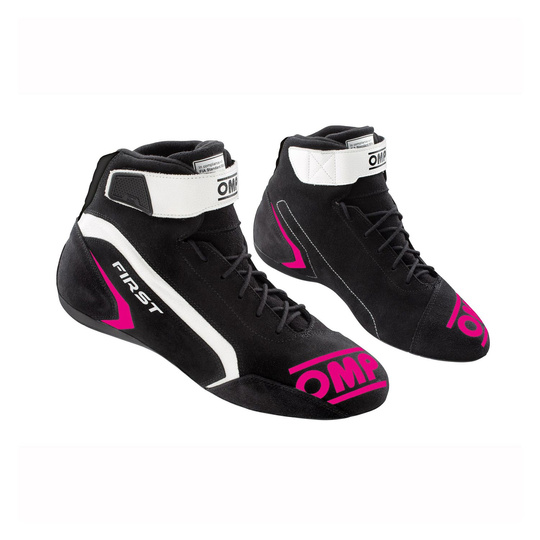 Buty wyścigowe OMP FIRST MY21 czarno-różowe (FIA)